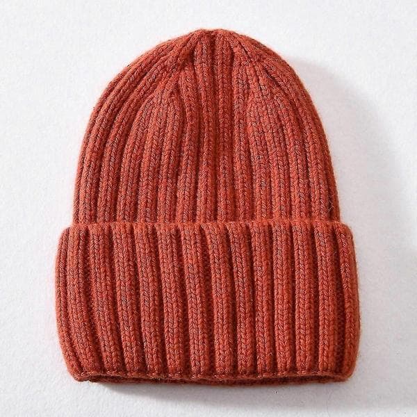 Vintermössa med sidenfoder för kvinnor och män, unisex, tjock, grovstickad, randig, varm, mjuk kashmirstickad mössa Brick
