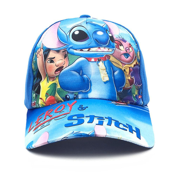 Barn Pojkar Stitch Printed Justerbar Visir Cap Baseball Hat sommar Blue
