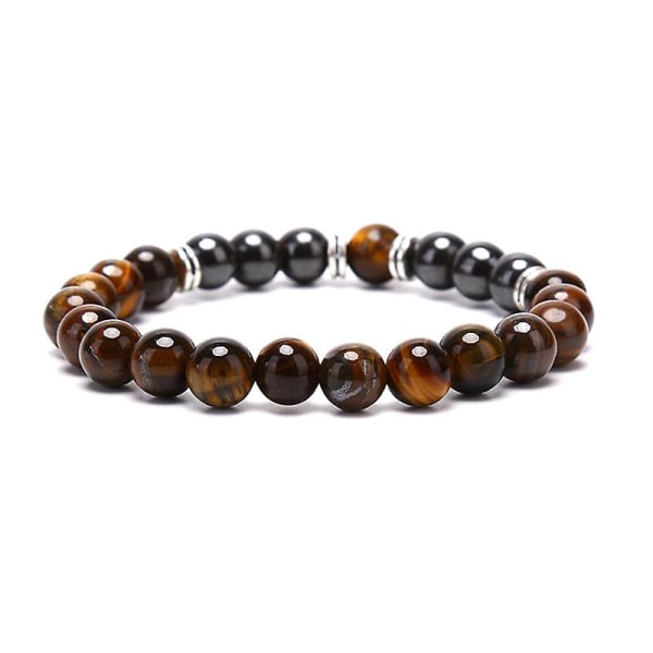 Natursten Tiger Eye Beads Hematite Stretch Armband Män Charm Armband Smycken Black