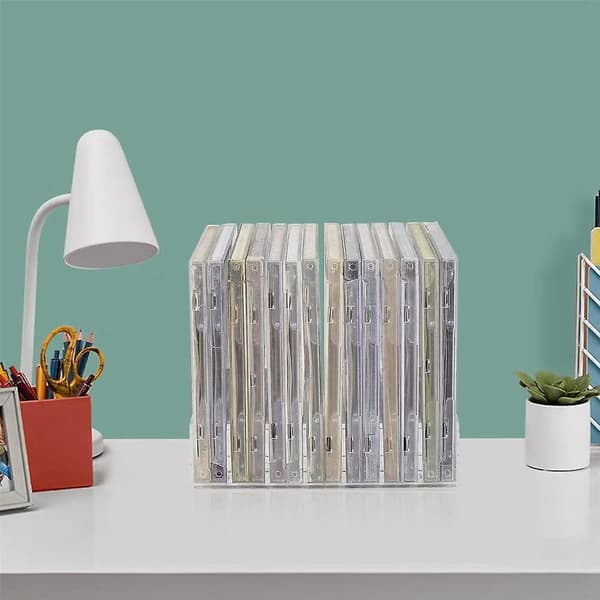 4 stk. Klar Akryl CD Holder med Fastgørelig CD Display Rack CD Opbevarings Rack Organizer Stand CD Bakke Transparent