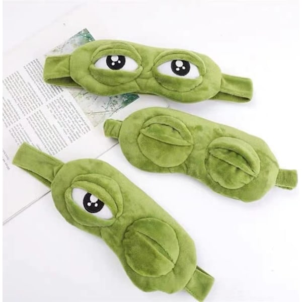 Ögonmask Söt Sovmask Grön Groda Sovmask Fluff Mjuk Ögonskugga 3D Rolig Groda Ögonmask för Män och Kvinnor Sömn (1 st) green