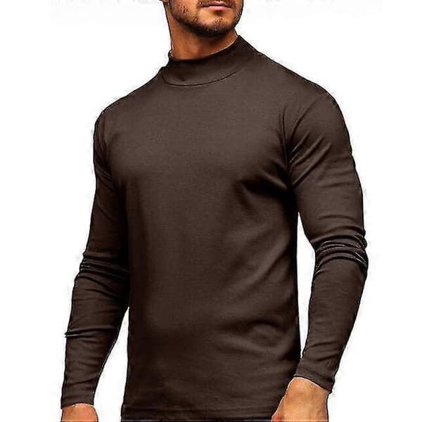 Herre Half Turtleneck Langærmet Pullover Top brown XXL