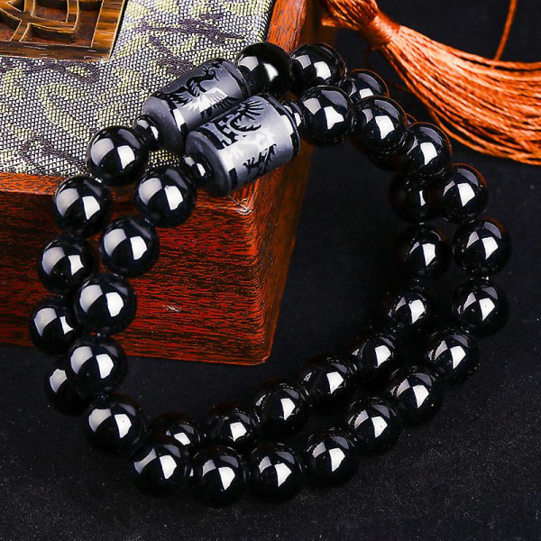Svart Obsidian Dragon Phoenix Beads Par älskare Armband Armband Smycken Presenter phoenix