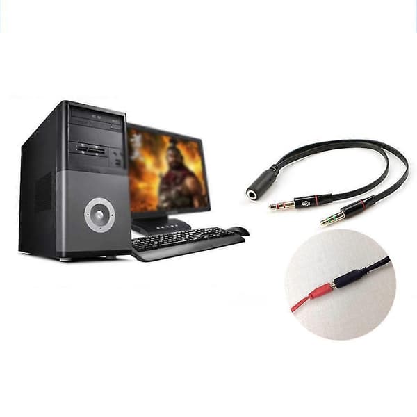 25-26 3,5 mm Stereo Audio Hun til 2 Han Headset Mikrofon Y Splitter Kabel Adapter