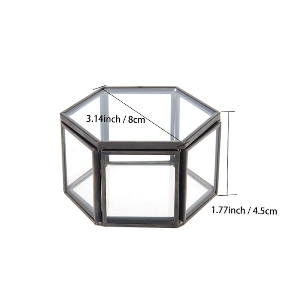 Ringboks ringboks glas smykkeskrin geometrisk opbevaring ringe øreringe kæder til stue bryllup black
