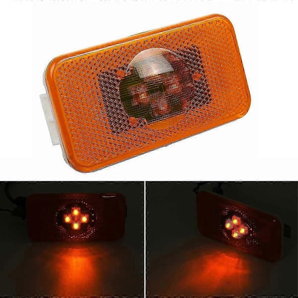 2 stk. 24V Lastbil LED Sidemarkeringslys 4LEDs Gul Indikator Advarselslamper til Lastbiler FM/