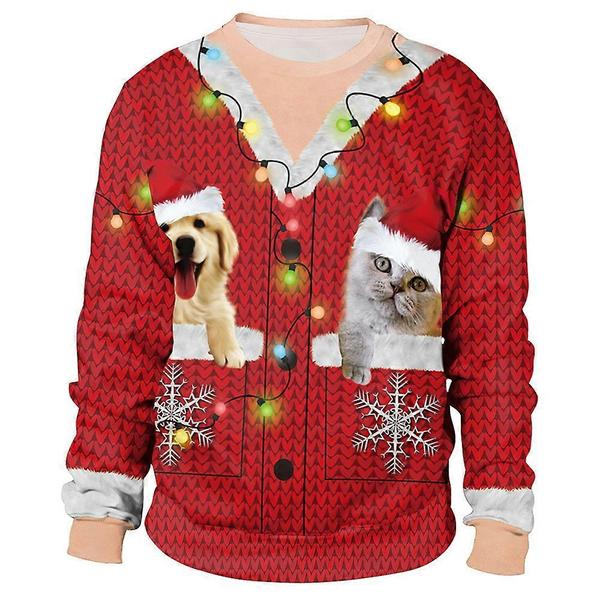 Dame Herre Par Jul 3D Print Sweatshirt Pullover Top A M