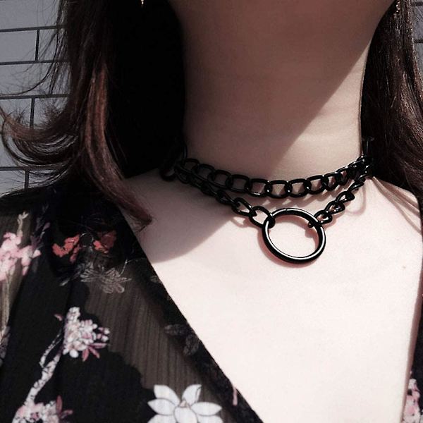 2 stk. Acsergery legering rund hals choker halskæde tung cubansk tyk kæde pu punk