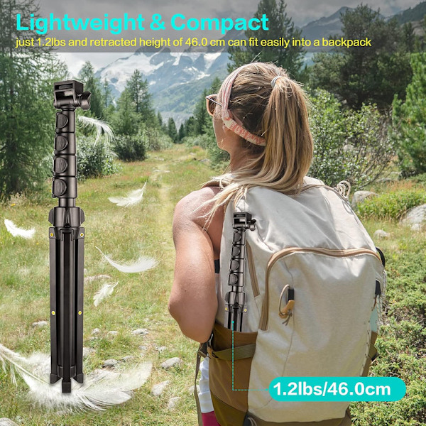 1,6 m telefonstativ och Bluetooth selfie-stick stativ, telefonstativ med Bluetooth-fjärrkontroll