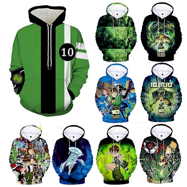 Ben 10 Ultimate Omnitrix Cosplay Hoodie 3D-tryckt Huvtröja med Huva Herr Dam Casual Streetwear Zip Up Jacka Kappa 1 M