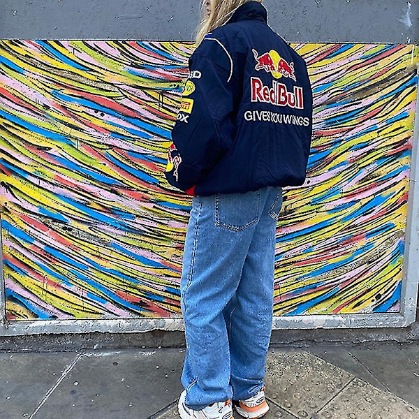 Racing Jakke Vintage, Bomberjakke, Trykt Streetwear Jakke Y2K (FÅ DEN) L