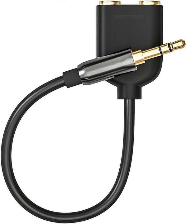1. stereoadapter - 2x3,5 mm hunn til 1x3,5 mm hann - svart, 25 cm (LGL)