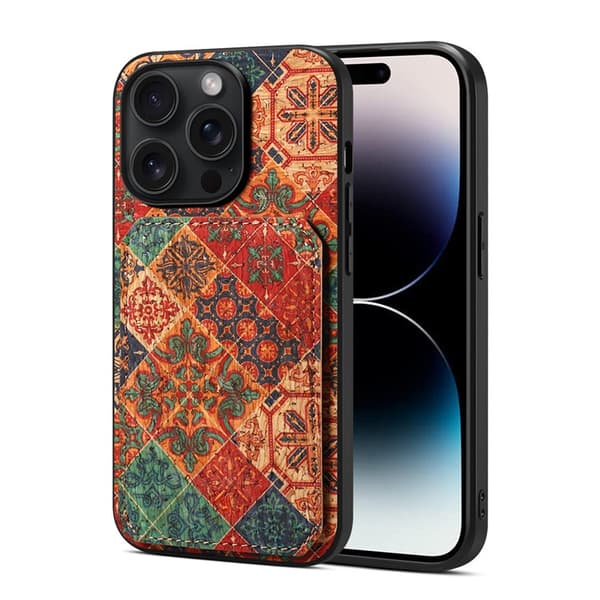 Fodral till iPhone 14 Plus, vinter/blå, kortplats, anti-fall, stativ, läder