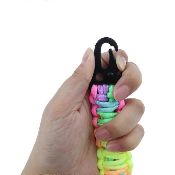 1 stk. vævet mobiltelefon lanyard - lyse farvede regnbuefarvede segmenter