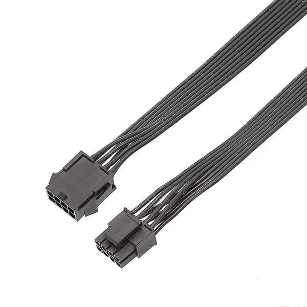 2 stk. computerkabel CPU 8Pin til 4+4 Pin strømforsynings forlængerkabel ledning sort 30 cm black