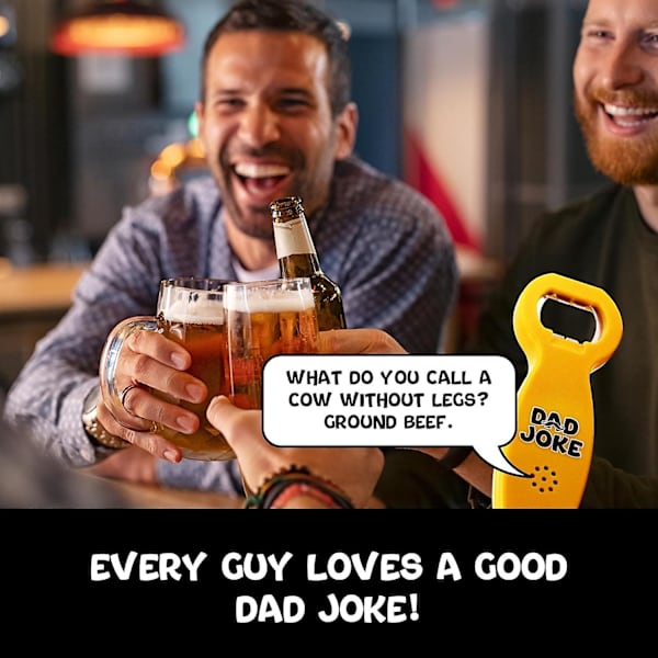 Snakk-Flaskeåpner med Dad Jokes | Morsom og Unik Gave til Far | Over 30 Vitser C 12-28