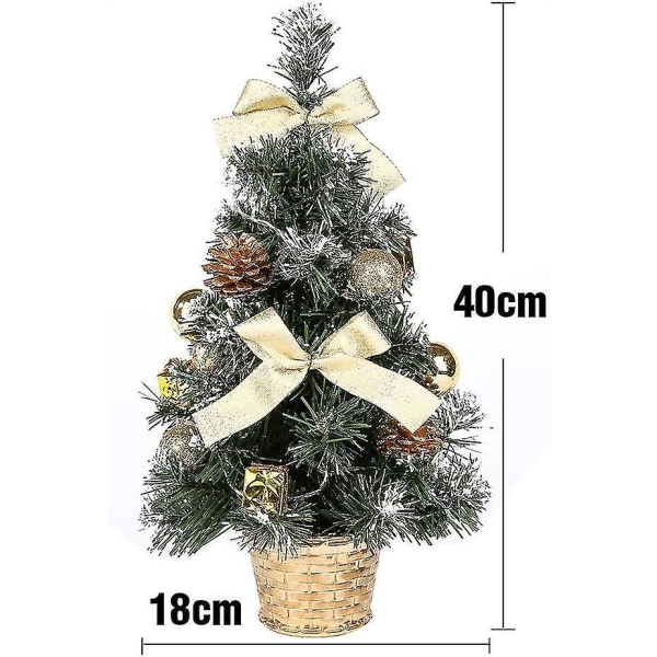 Lille juletræ med lys, mini desktop dekoreret juletræ (40 cm)