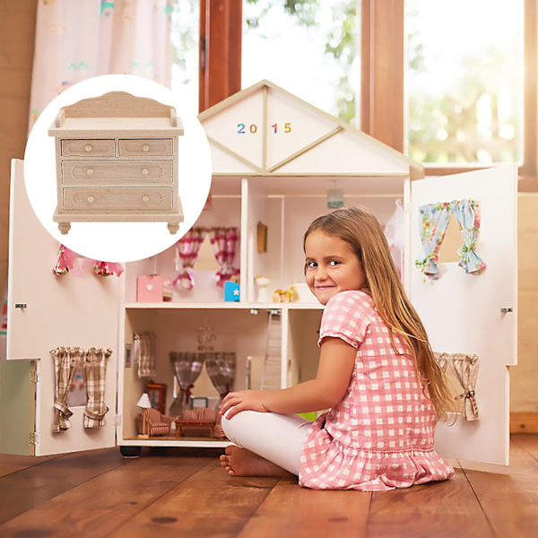 1 stk Miniatyrhusmøbelmodell TV-skap Miniatyrhusmodell i tre