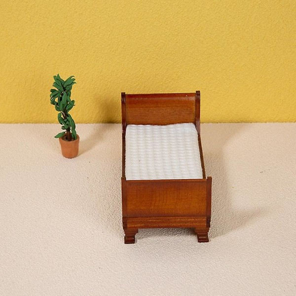 Miniaturemøbler Legetøj Dukkehus gør-det-selv dekorationstilbehør Mini 1:12 europæisk enkeltseng