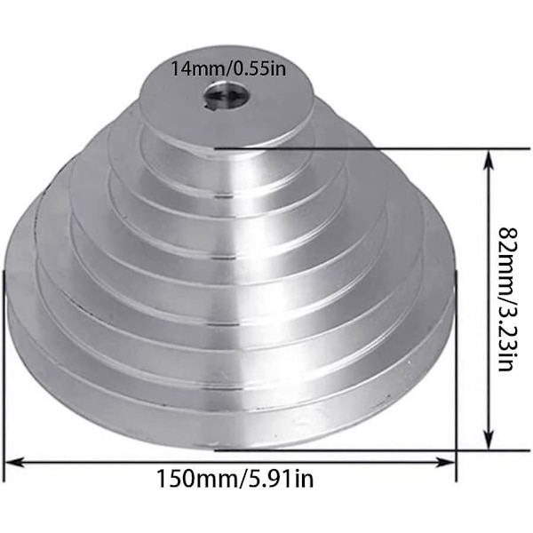(aleko) Pagoda-remskiva 5-steg 150 mm ytterdiameter A-typ remskiva Pagoda för V-kuggrem innerdiameter 20 mm, 5-stegs remskiva Pagoda