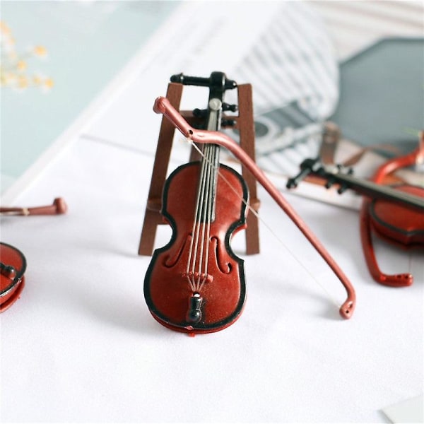 Miniatyrmöbler Leksak Doll House Gör-det-själv-dekoration Tillbehör Minifiolmusikinstrument