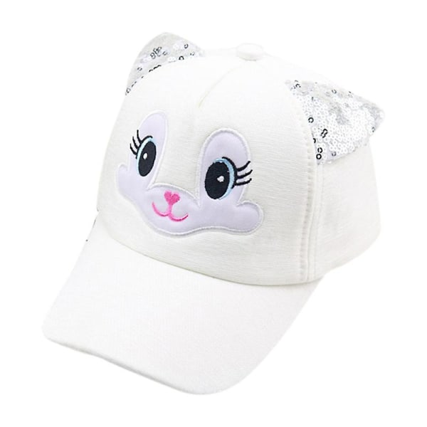 Lasten tyttöjen paljetteja Snapback- cap säädettävät hatut ulkokäyttöön White