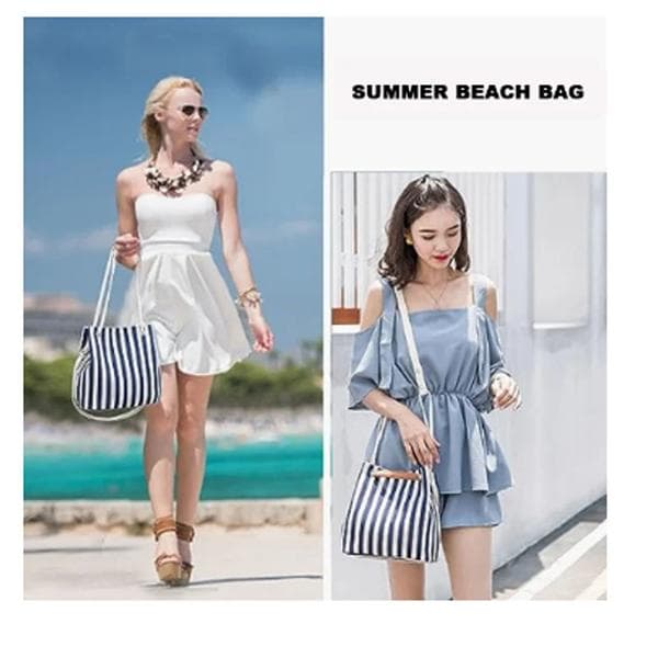 ##/Canvas Sommar Tygväskor för Kvinnor, Liten Medium Strandväska Axelväska Blå##/