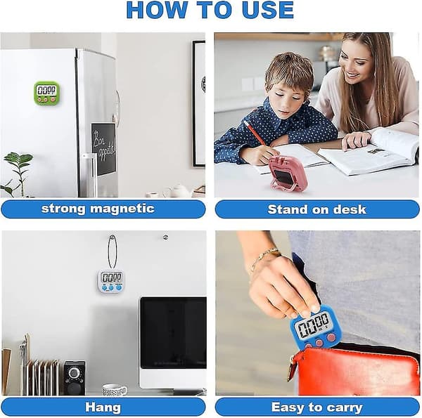 Stor Skærm Digital Magnetisk Stopur Timer Med Ur Timer Til Bagning Køkken Studie