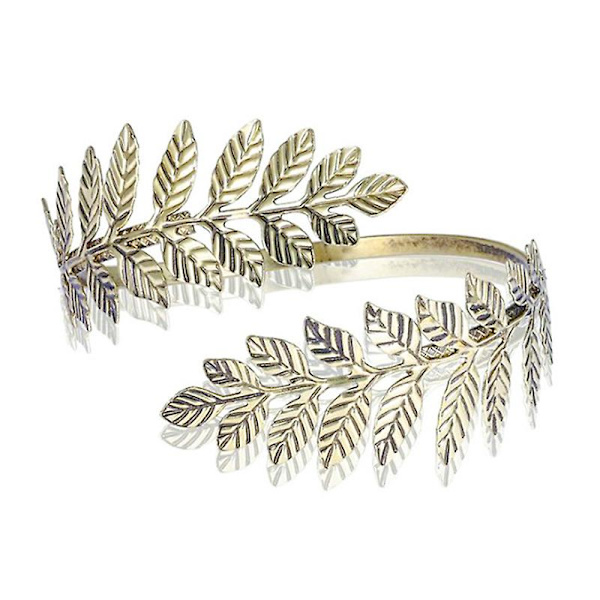Metallisk gresk-romersk laurbærblad armbånd armbånd overarm mansjett armring Silver