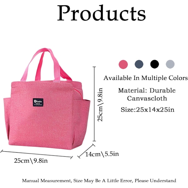 Frokosttaske Isolerede Frokosttasker, Termiske Frokosttasker til Kvinder Mænd Børn Piger, Køletaske Frokostorganisator Vandafvisende til Arbejde & Skole pink 24.89 x 13.97 x 18.8 cm; 155 g