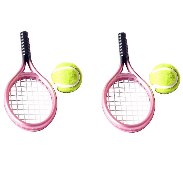 2 sæt tennisketchere og mini-pyntfotorekvisitter (tilfældig farve)