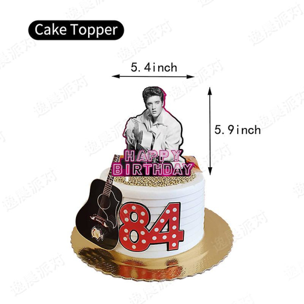 Elvis Slayer -teemainen Happy Birthday -ilmapallosarja Latex-ilmapallot lippu- ja kakkupäällisillä juhlien koristeluun
