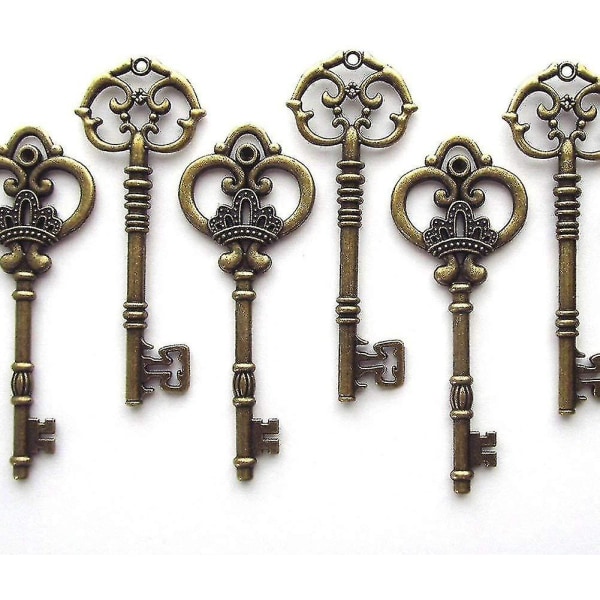 Blandet sæt med 20 ekstra store skeletnøgler i antik bronze - sæt med 20 nøgler (2 stilarter) - 3 1/4" nøgler C