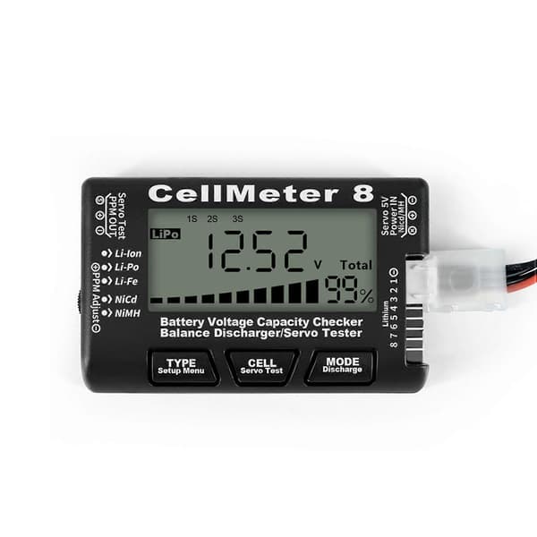 2X RC Cellmeter 8 Digital Batterikapacitetstester Controller Tester Spændingstester til Li-Ion NiMH Nicd Cell Meter Black