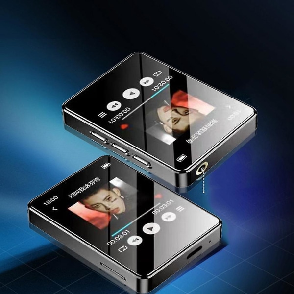 Bärbar Mp3-spelare Bluetooth 5.0 musikstereohögtalare Mini Mp4-videouppspelning med ledskärm Fm-radioinspelning Black