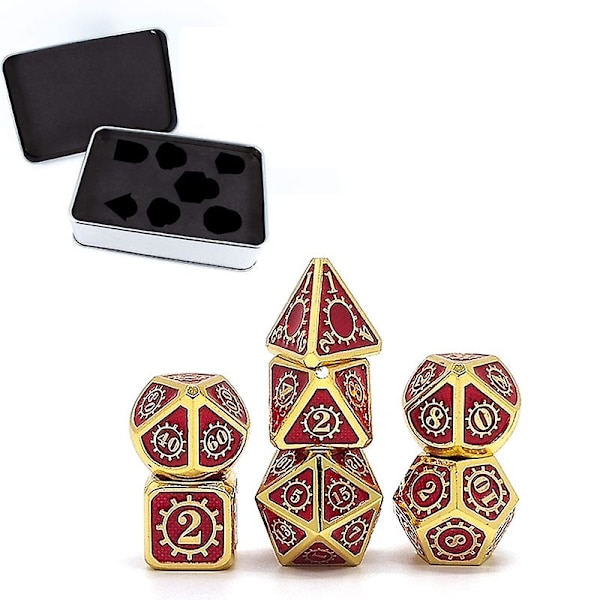 7 kpl Steampunk-tyyliset metalliset noppakuutiot Metallic Dnd -peli D&d -noppakuutiot ilmaisella metallikotelolla 448d