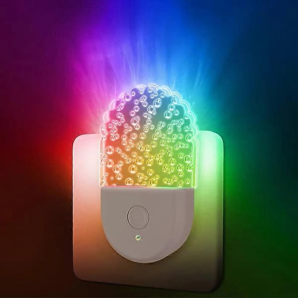 Farverig Ambient LED Natlampe Auto On Off Lyssensor Stikkontaktlampe, EU Stik Multicolor Bubble