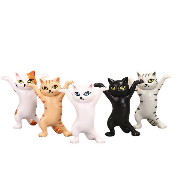 5 STK Anime Hænder op Dansende Kat Model Katte Ornamenter Kattefigurer Legetøj til børneværelset Studieværelse