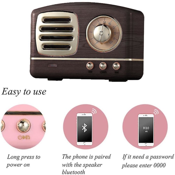 Kannettava Bluetooth retrokaiutin, langaton Mini Vintage -kaiutin Rich B:llä