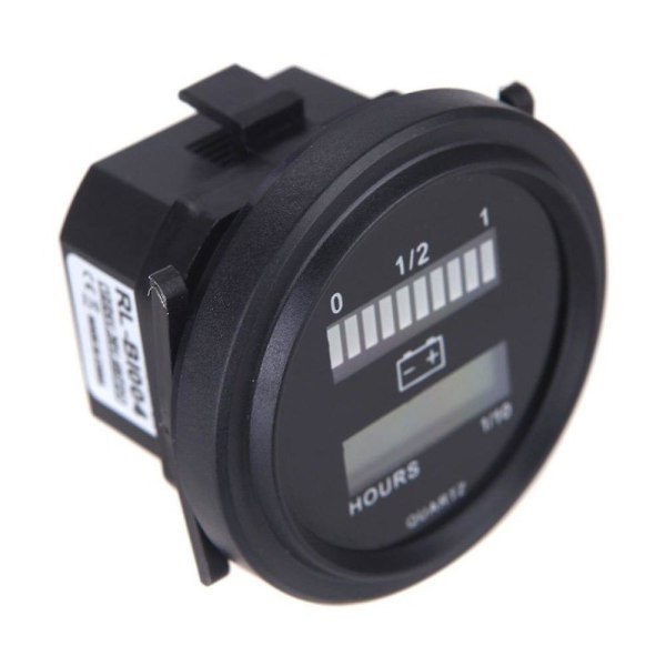 12v/24v/36v/48v/72v LED Digital Batteristatus Indikator Med Timemåler Gauge Svart