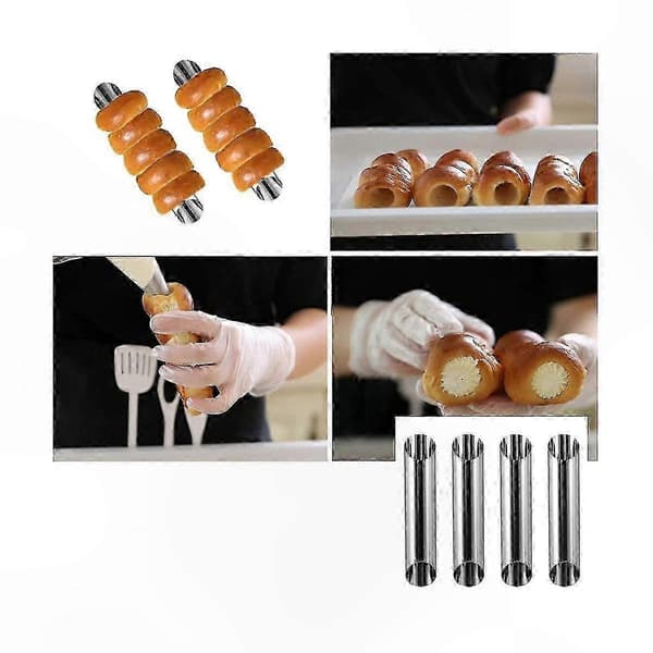 30-pak cannoli-rør i rustfrit stål, non-stick wienerbrødsforme til flødehorn og danske skaller Silver