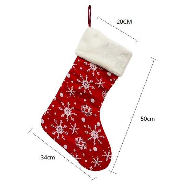Snöflinga 18 tum stor julstrumpa röd snö dekorativ hängande