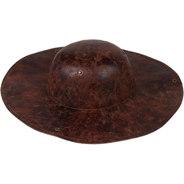 Pirathat til voksne - Brun slidt læder kolonialstil Tricorn hat
