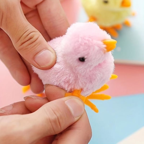 Interactive Wind-up Plyschleksak - Jumping Chick - Perfekt present till husdjur Random Colors