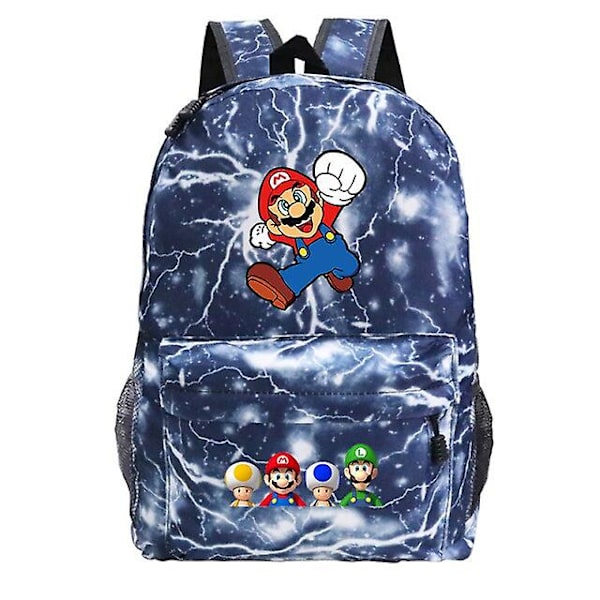 Super Mario Ryggsäck Pojkar Flickor Skola Ryggsäck Bookbag Resa Ryggsäck Väskor Kvinnor Ryggsäck Män Laptop Ryggsäck Blå