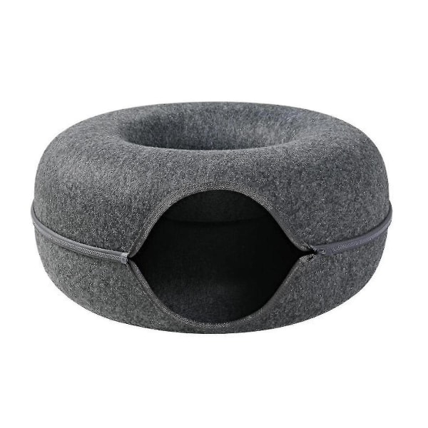 Fjernelse Kat Rede, runde Donut Filt Pet Rede, kat Tunnel Seng, semi-lukket Vaskbar Kat Tunnel Rede, det
