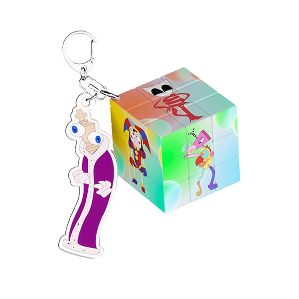 The Amazing Digital Circus Third Order Cube Magic Square Keychain Hänge Dekor Present 3,5 Cm Kinger