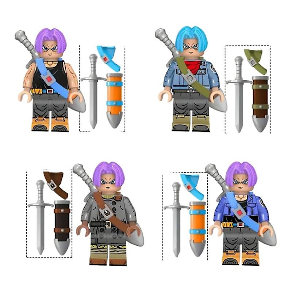 4 stk. Tilpass dine egne Anime Mini Brick Action Figures - Tegneserie Bricks Mini Action Toy Figures! Jule Halloween Gave/dekor