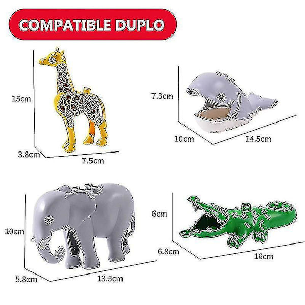 Zoo Animals Big Hollow Building Blocks Whale Deer Horse Black Cat Dog Bird Lion Tiger Elephant S För Barn Kids Party Present