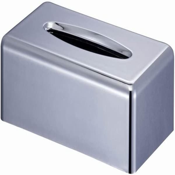 Rektangulær Kleenex servietdispenser flad servietdispenser til badeværelsesbordplader (krom sølv)